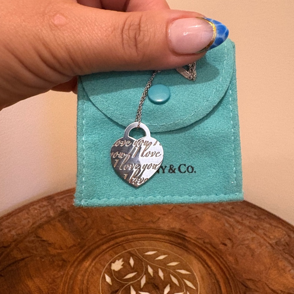 Tiffany & Co. Silver Engraved Heart Necklace